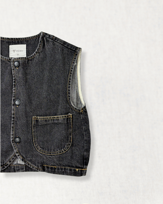 Classic Rounded Hem Denim Vest