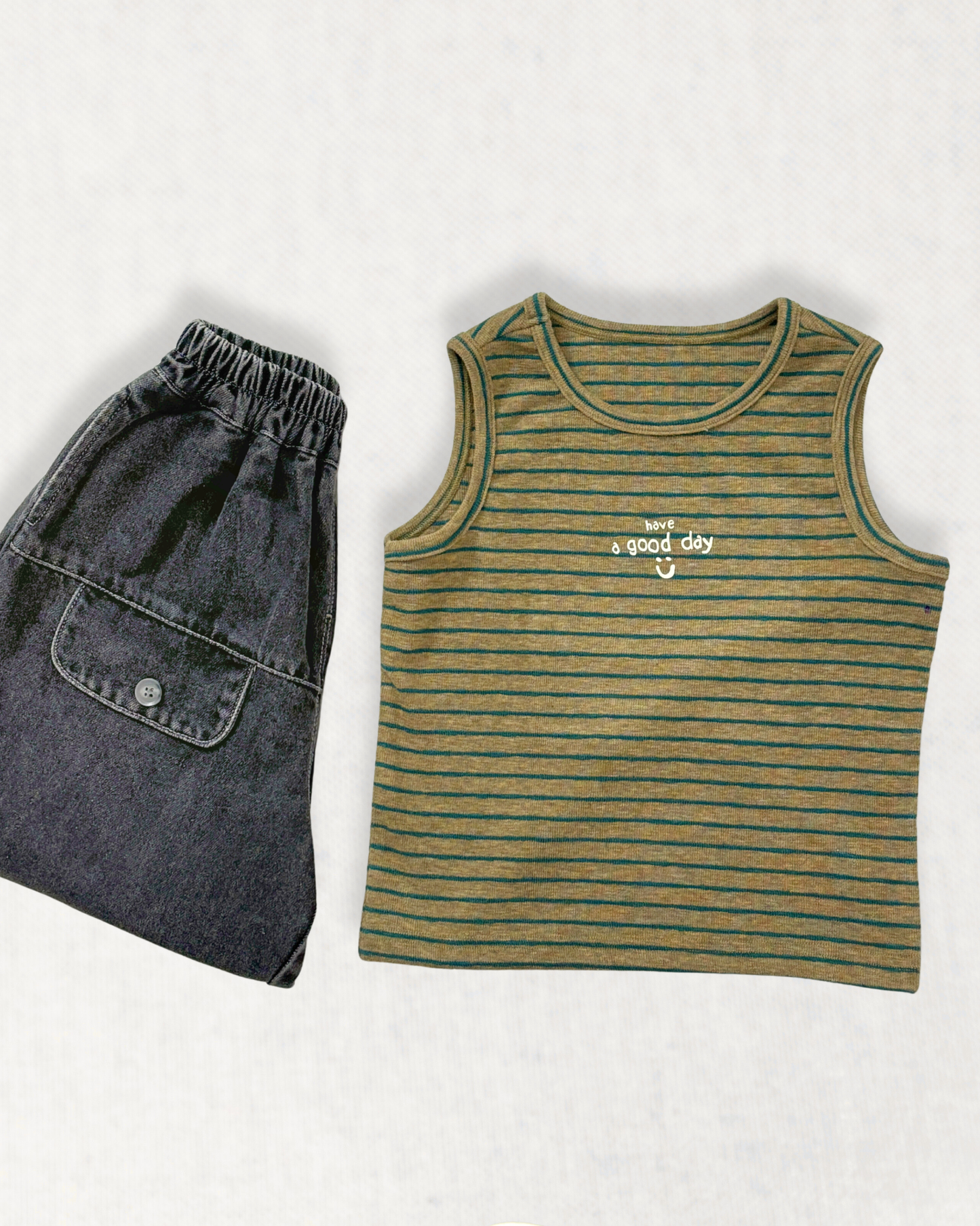 Charcoal Washed Wide-Leg Denim Pants