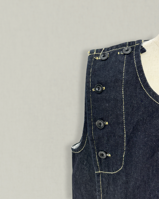Asymmetric Back Strap Denim Vest