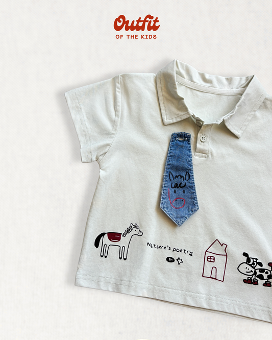 Milky Moo Tie Polo Top