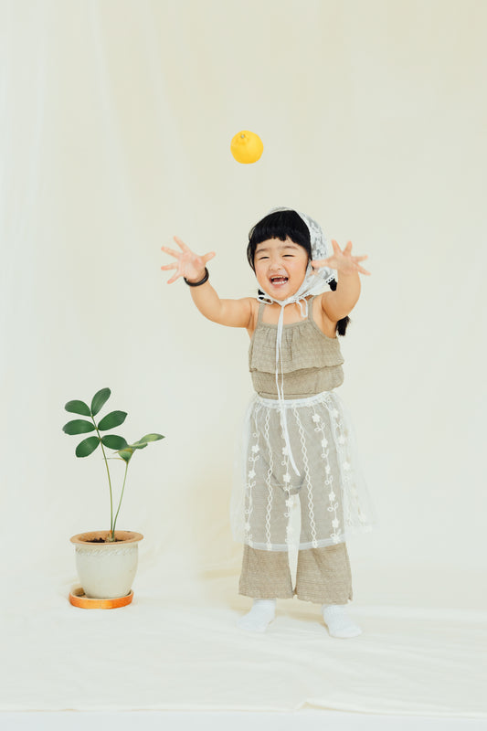 Khaki Textured Smocked Set
