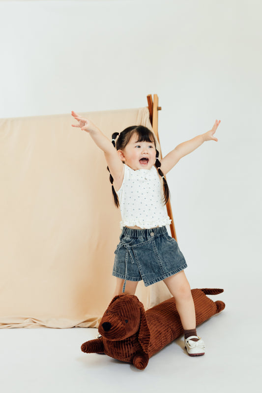 Cross Tie Denim Skort