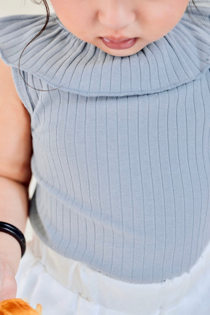 Cotton Ruffled Collar Top