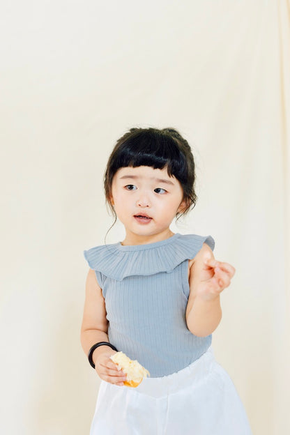Cotton Ruffled Collar Top