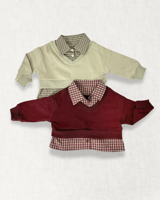 Preppy Checkered 2-in-1 Sweatshirt