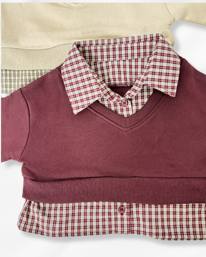 Preppy Checkered 2-in-1 Sweatshirt