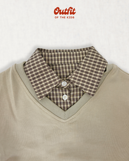 Preppy Checkered 2-in-1 Sweatshirt
