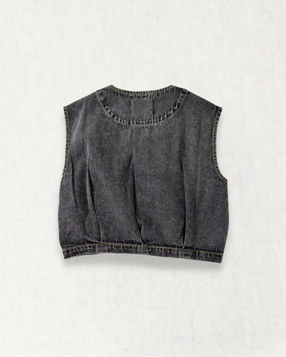 Classic Rounded Hem Denim Vest