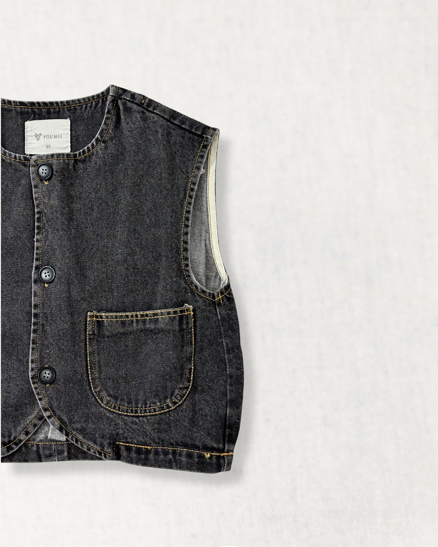 Classic Rounded Hem Denim Vest