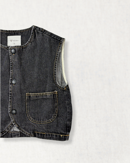 Classic Rounded Hem Denim Vest