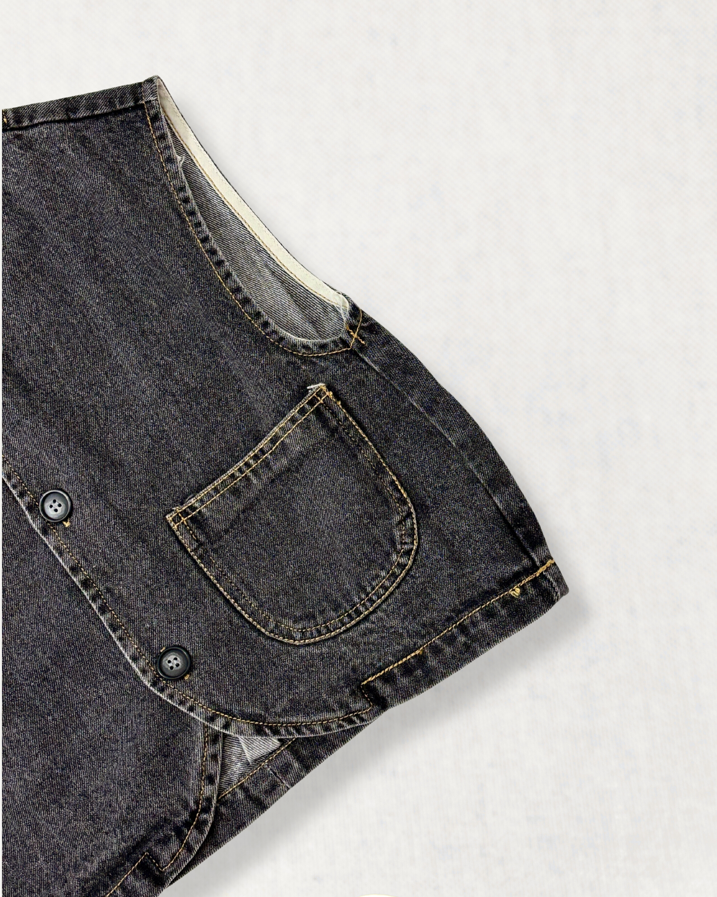 Classic Rounded Hem Denim Vest