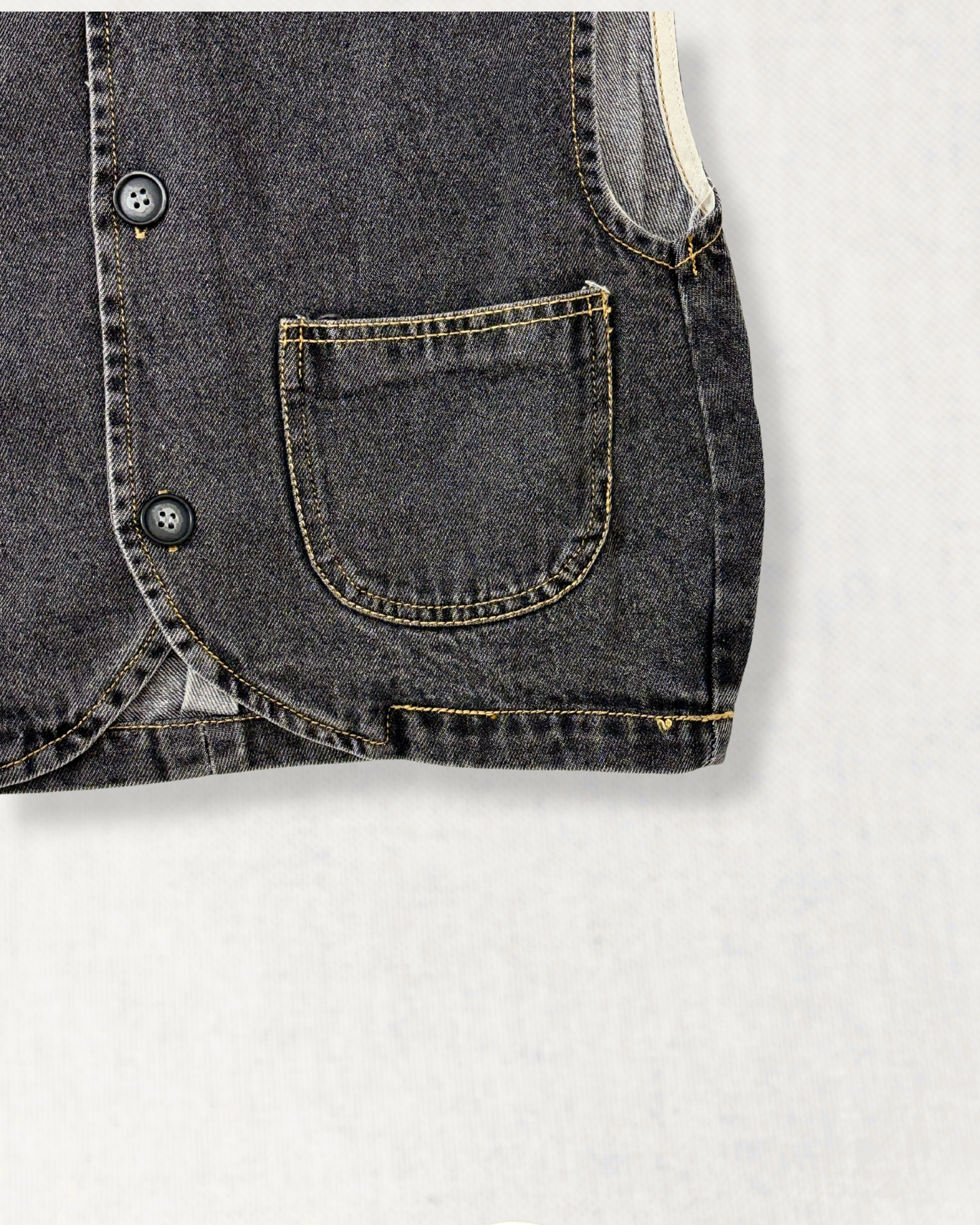 Classic Rounded Hem Denim Vest