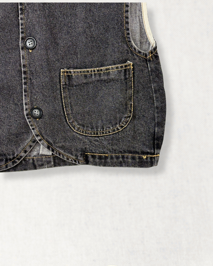 Classic Rounded Hem Denim Vest