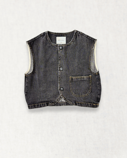 Classic Rounded Hem Denim Vest