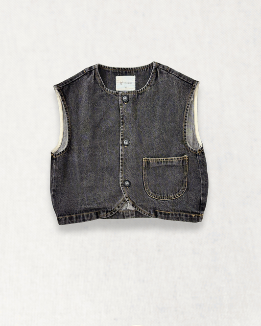 Classic Rounded Hem Denim Vest