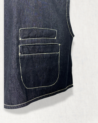 Asymmetric Back Strap Denim Vest