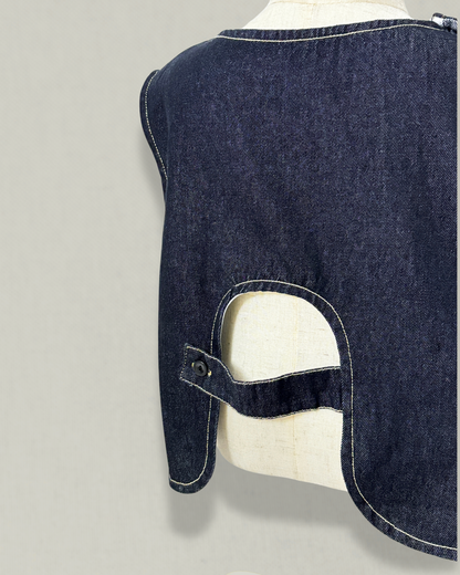 Asymmetric Back Strap Denim Vest