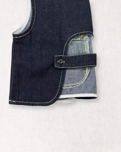 Asymmetric Back Strap Denim Vest