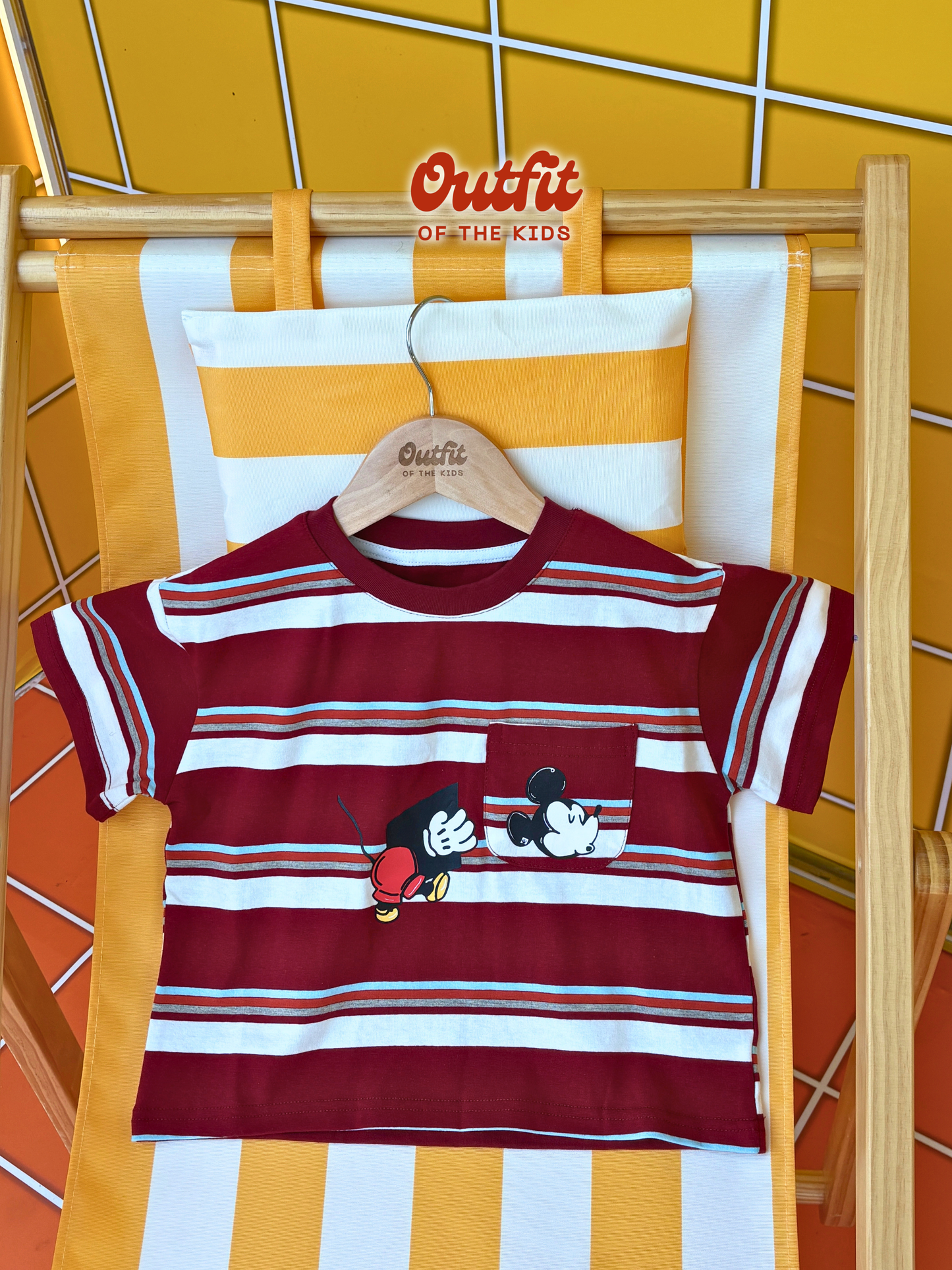 Red Stripe Mickey Top