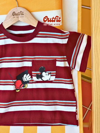 Red Stripe Mickey Top