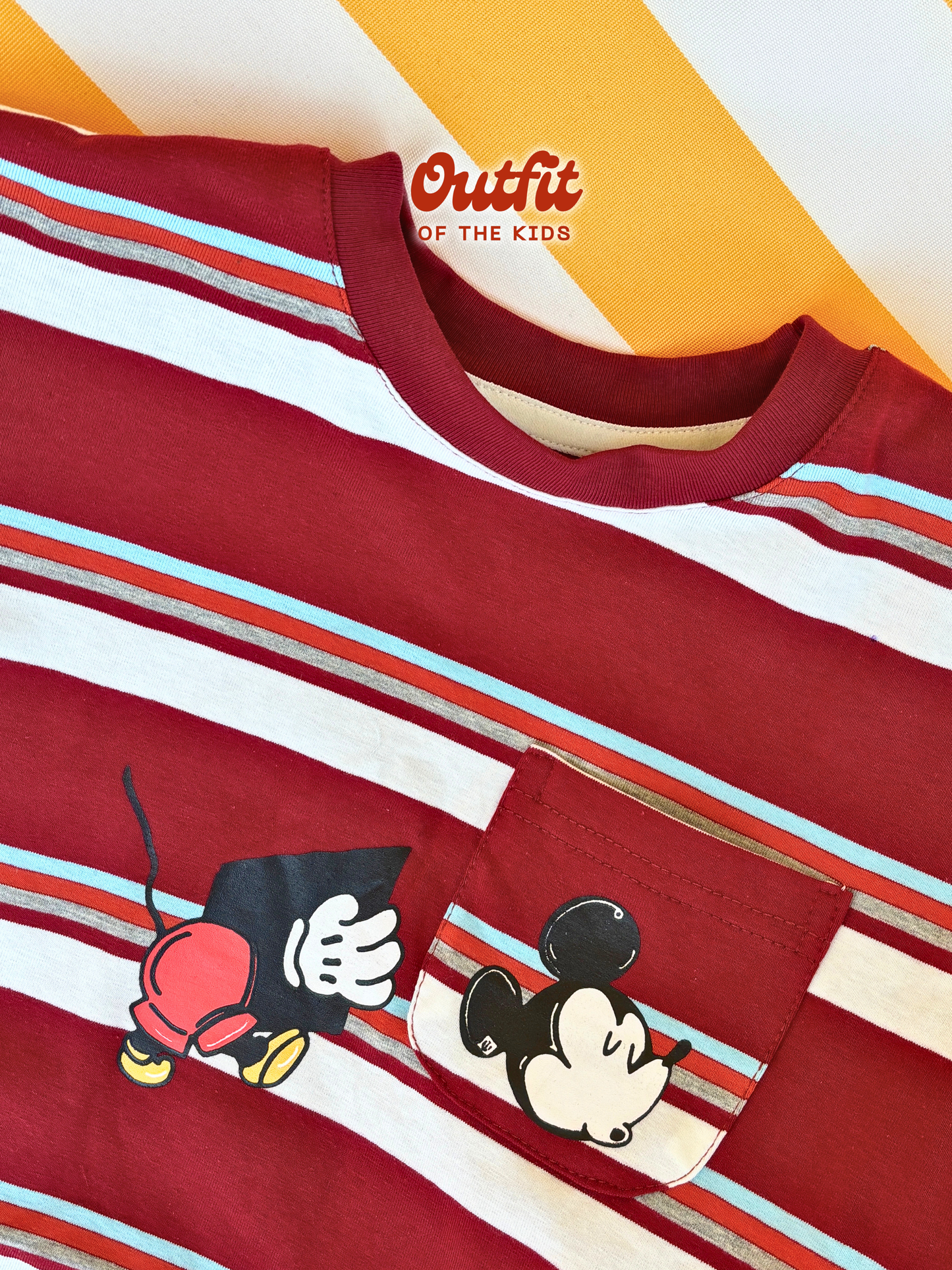 Red Stripe Mickey Top