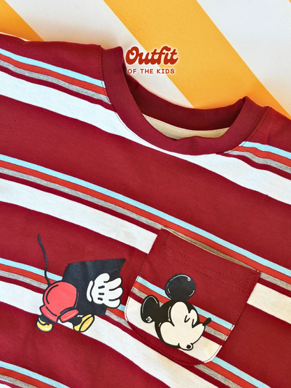 Red Stripe Mickey Top