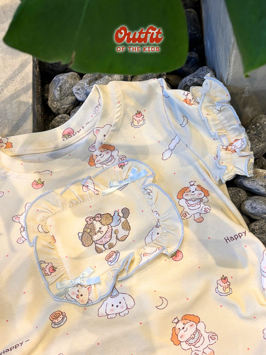 Creamy Puppy Parade Top