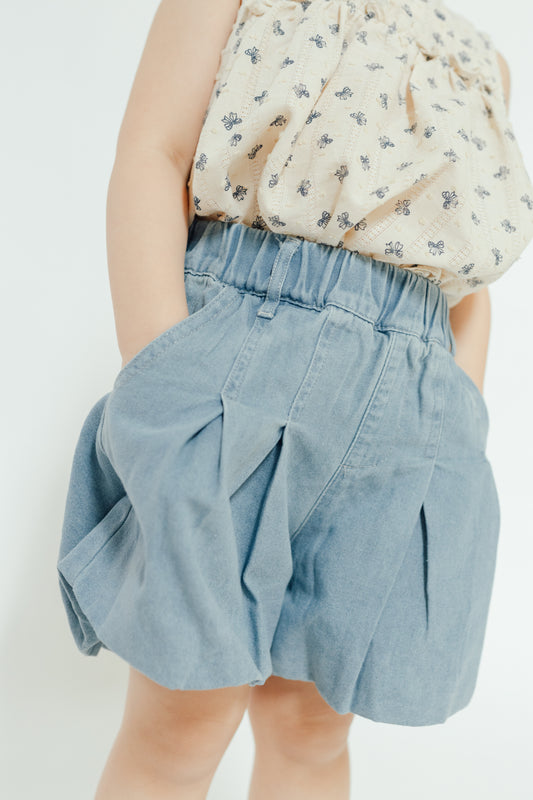 Balloon Pleat Denim Bloomers
