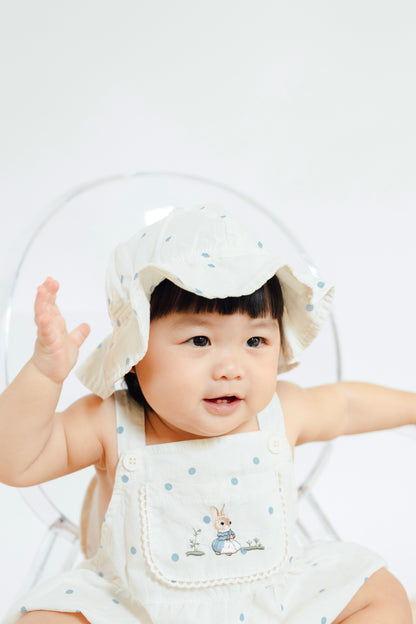 Creamy Rabbit Overall Romper with Hat