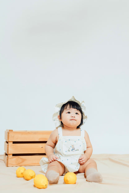 Creamy Rabbit Overall Romper with Hat