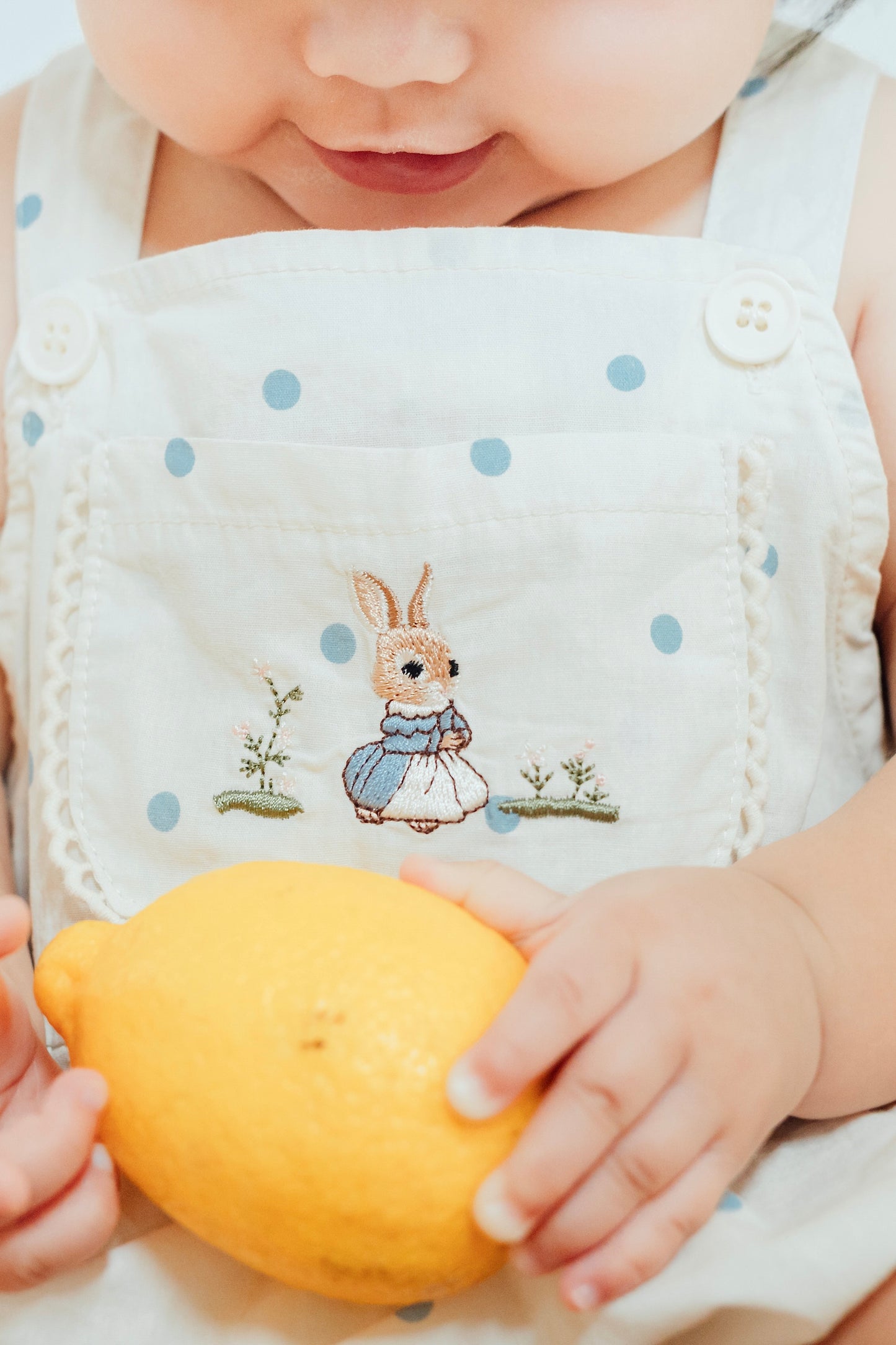 Creamy Rabbit Overall Romper with Hat