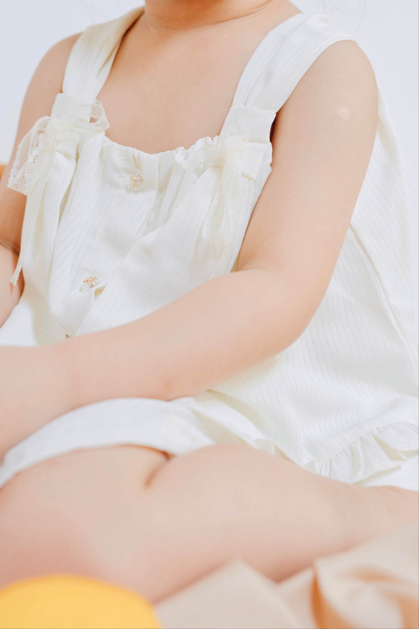 Cream Bow Striped Suit Set