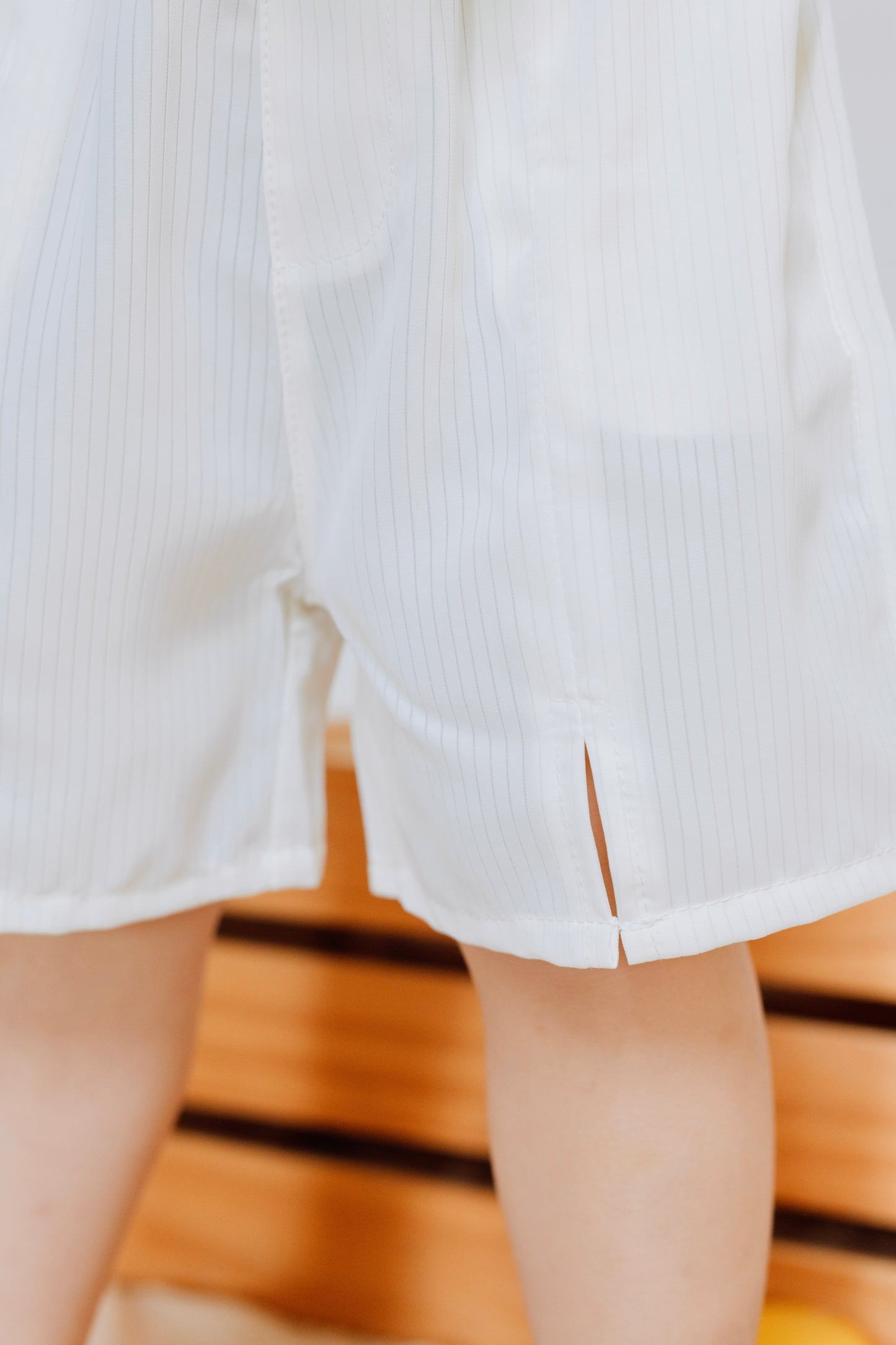Cream Bow Striped Suit Set