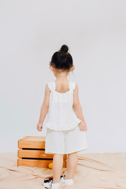Cream Bow Striped Suit Set