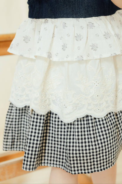Patchwork Bloom Midi Denim Dress