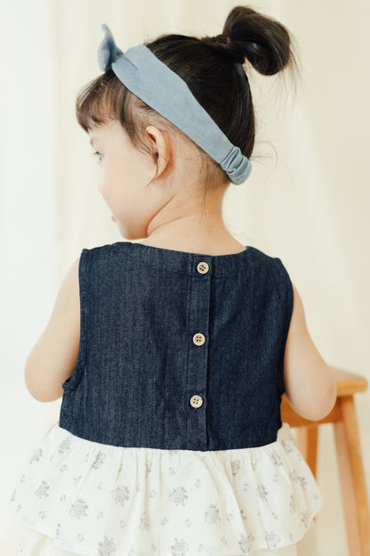 Patchwork Bloom Midi Denim Dress