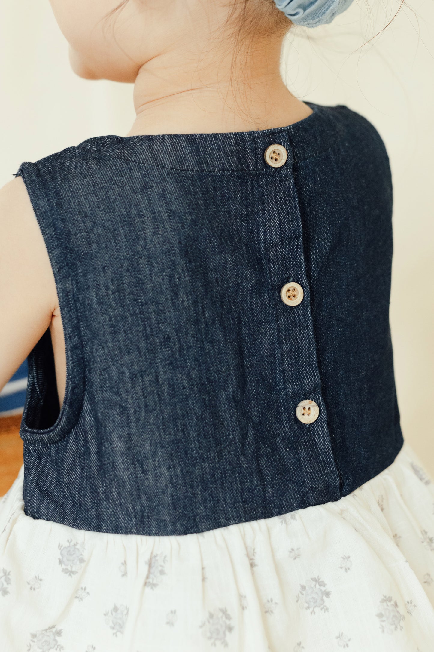 Patchwork Bloom Midi Denim Dress