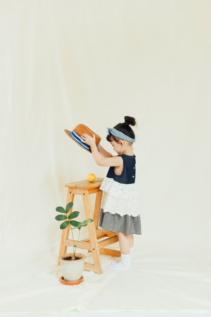 Patchwork Bloom Midi Denim Dress