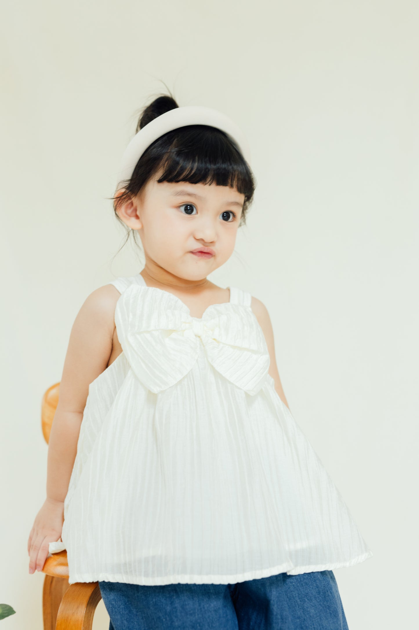 Silky Bowknot Plissé Top