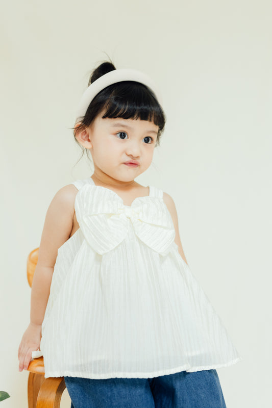 Silky Bowknot Plissé Top