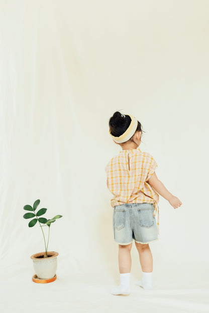 Pastel Plaid Drawstring Top