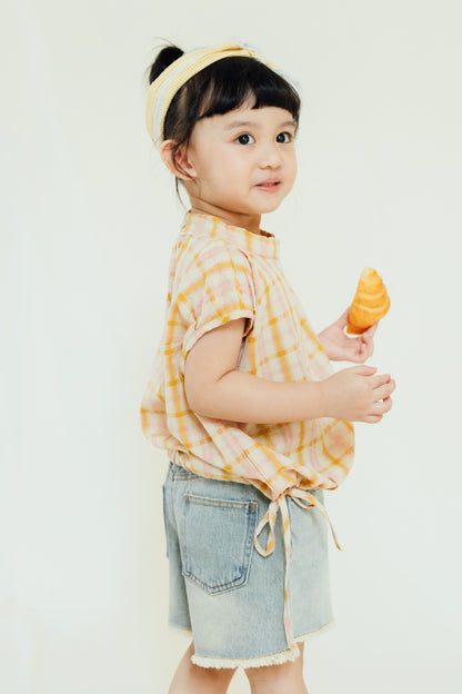 Pastel Plaid Drawstring Top