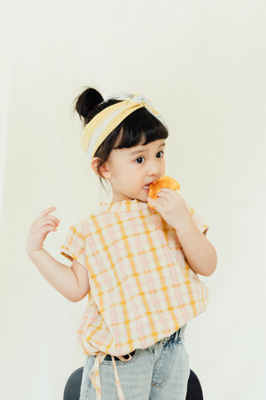 Pastel Plaid Drawstring Top
