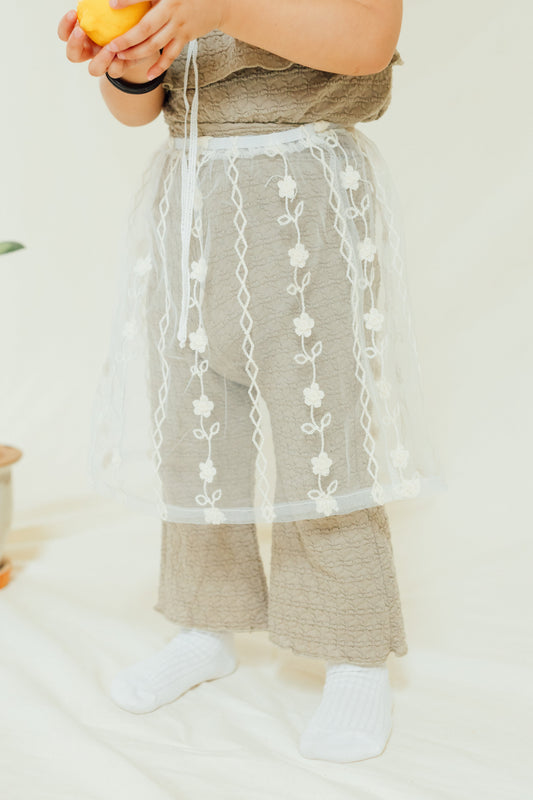 Floral Mesh Lace Layared Skirt