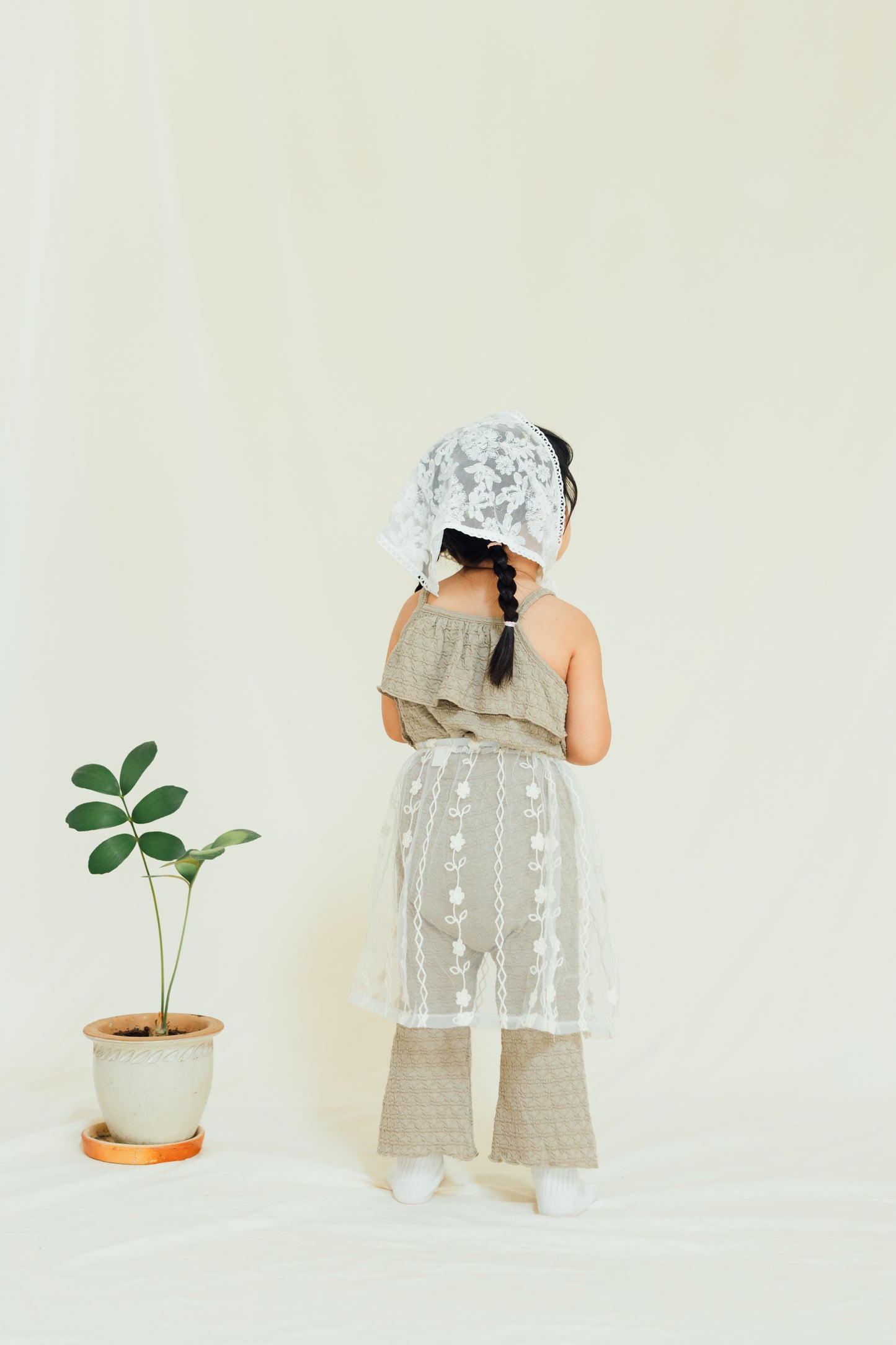 Khaki Textured Smocked Set