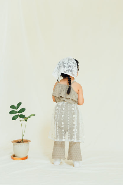 Khaki Textured Smocked Set