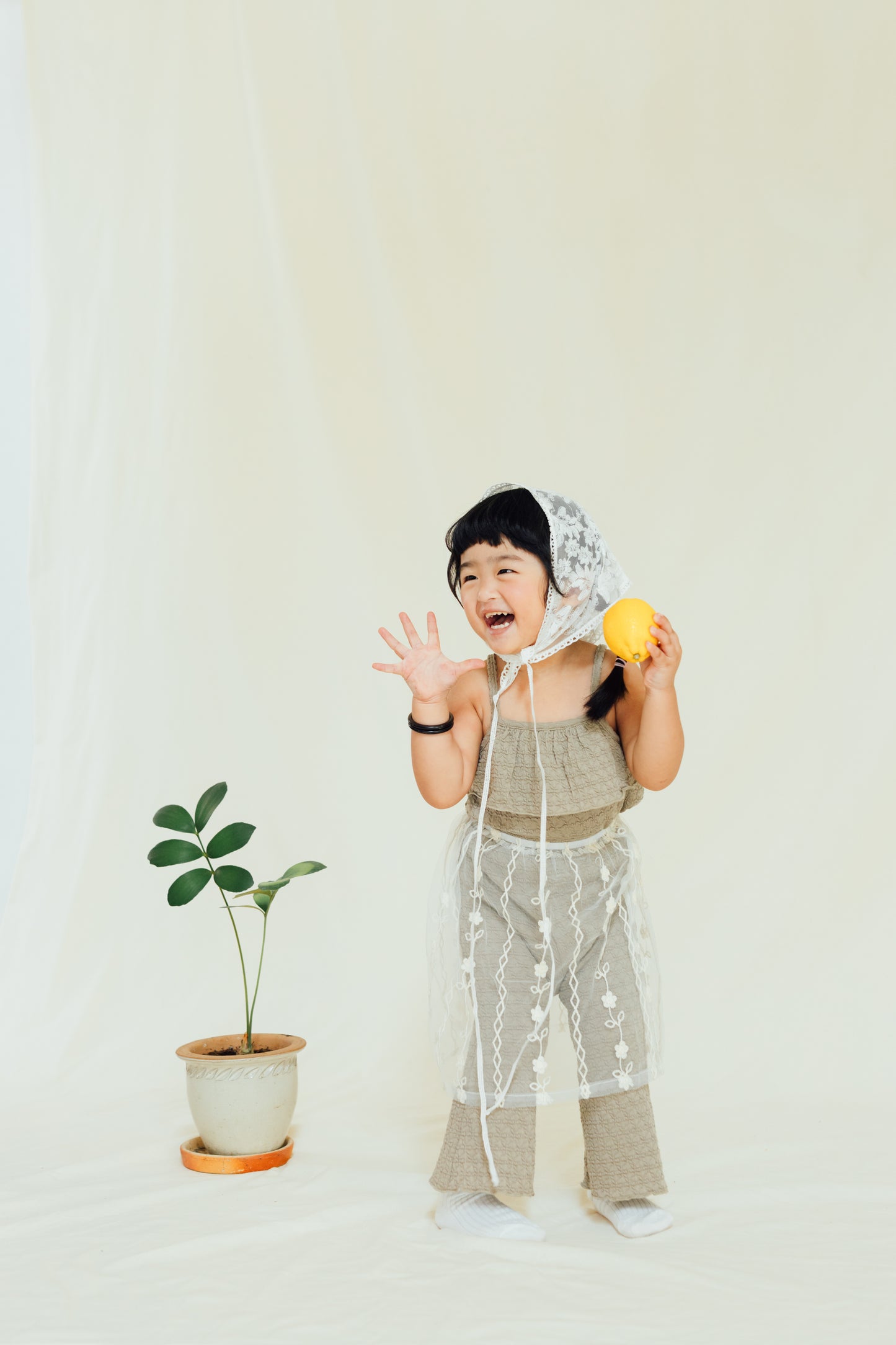 Khaki Textured Smocked Set