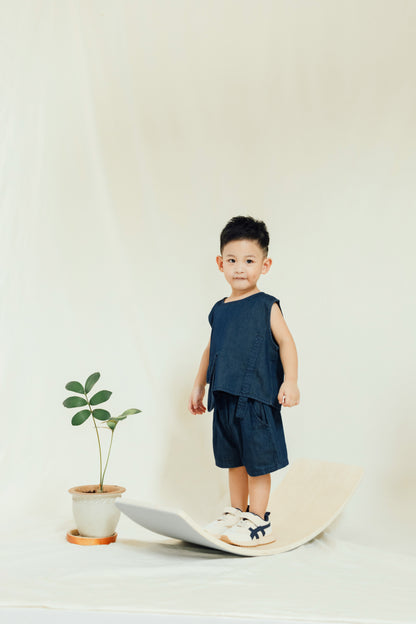 Edgy Denim Vest & Shorts Set