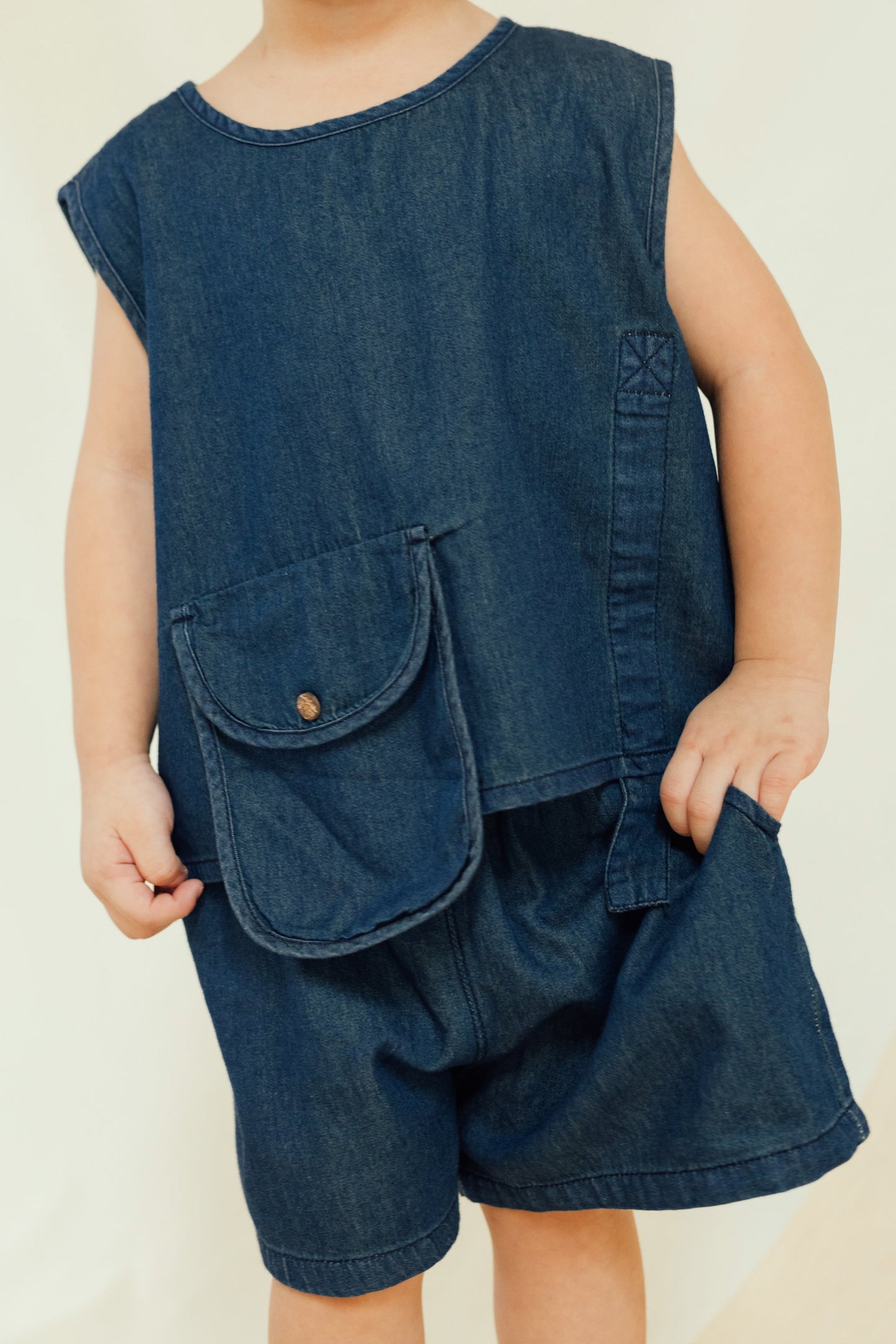 Edgy Denim Vest & Shorts Set
