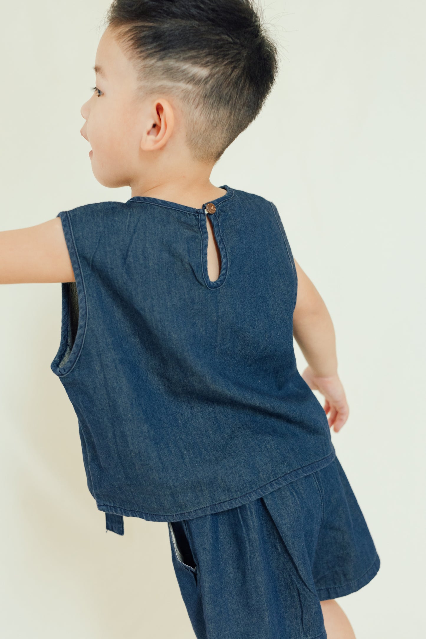 Edgy Denim Vest & Shorts Set